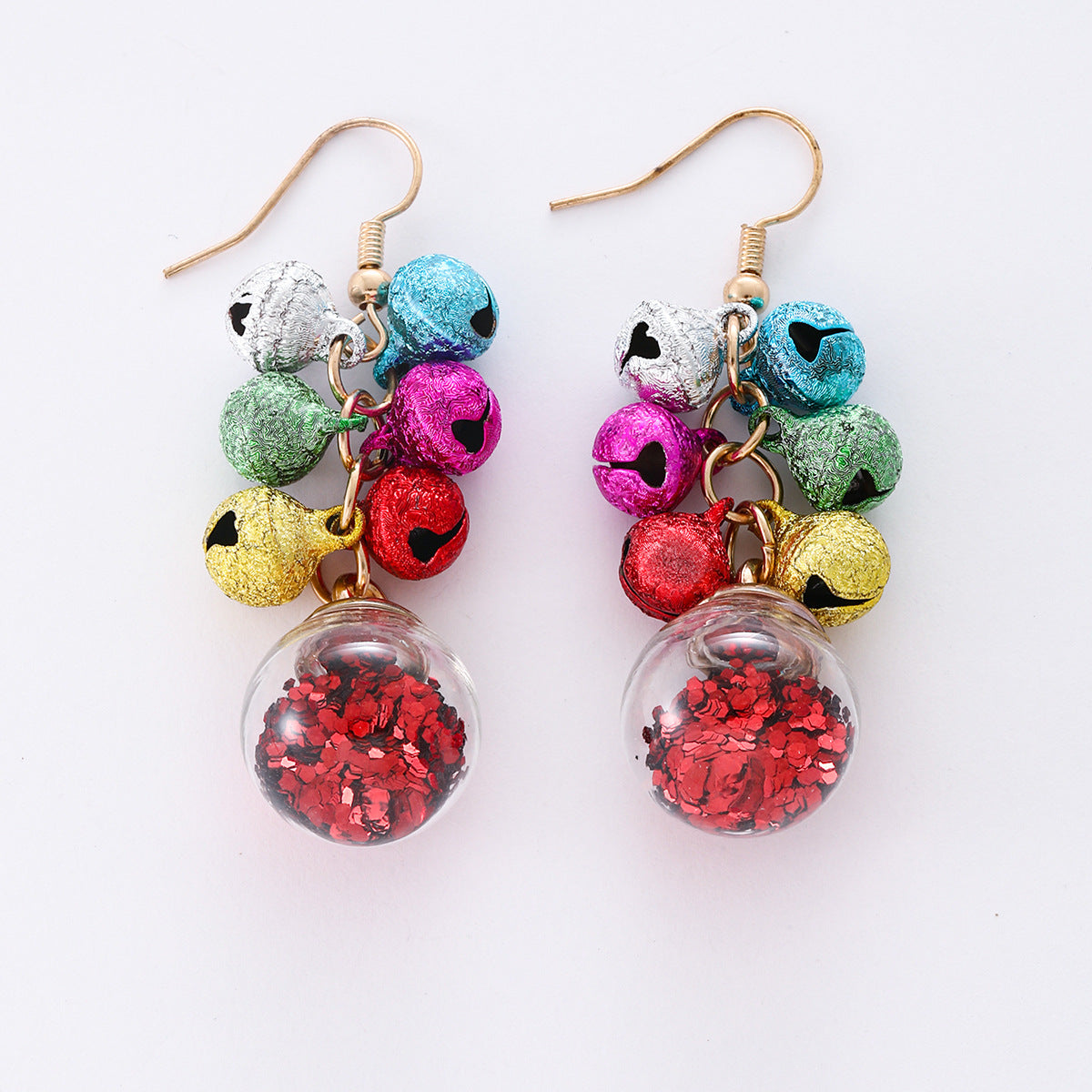 Wholesale Christmas Color Earrings Fashion All-match Creative Simple Multi-color Bell Tassel Earrings Christmas Carnival Earrings